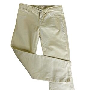 J Brand Womens Sz 26 Skinny Leg Low Rise Jeans Ankle Stretchy Yellow Capri Crop